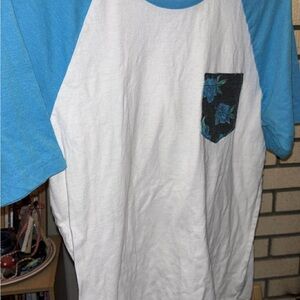 Blue and White Men's Raglan Shirt